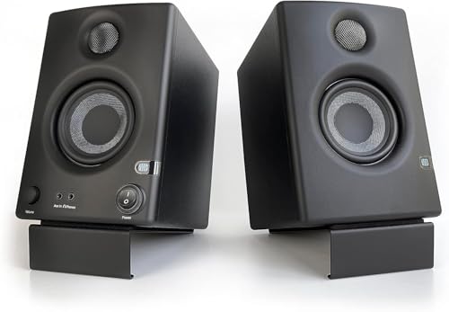 Soporte de altavoces monitores para escritorio y estudio musical de metal negro 3