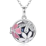 EUDORA Harmony Ball Bisutería Mujer Llamador de Angeles, Flor Cúbico Cadena Colgantes Joyería para Mujer Niña de Circonia Regalos Originales Carillón Música Cadena con Collar, 76,2cm