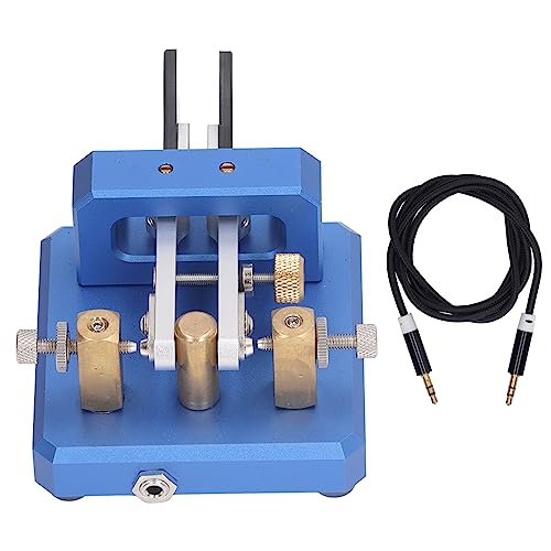 Image of CW Key, Good Workmanship Easy Tapping Automatic Morse Code Key Carbon Fiber Paddles Silver Contact for Training (Blue)