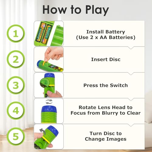 Image of Pup Go Dinosaur Toys for Kids 3-7, Dinosaur Flashlight Focusable Projector Light with 24 Realistic Dino Images, Kids Night Light, Best Gift Cool Dinosaurs Toys for 3 4 5 6 7 Year Old Boys Girls