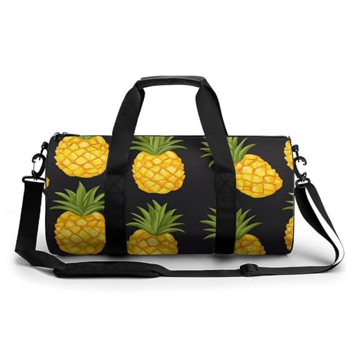 Pineapple Fruit Pattern Sports Gym Bag Travel Duffel Workout Bag with Adjustable Strap
