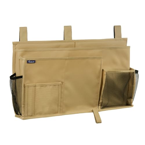 Image of Surblue Caddy Hanging Organizer Bedside Storage Bag for Bunk and Hospital Beds (Khaki)