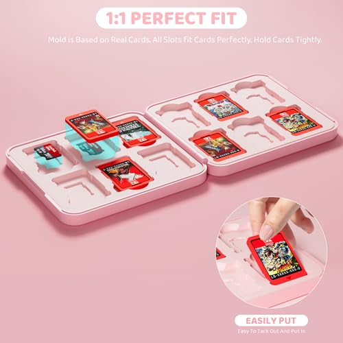Rangement cartouche Switch au design rose fraise avec coque rigide