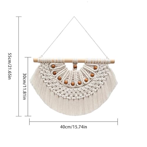 Corde bois ornement à franges macramé tenture suspendue bohème chic