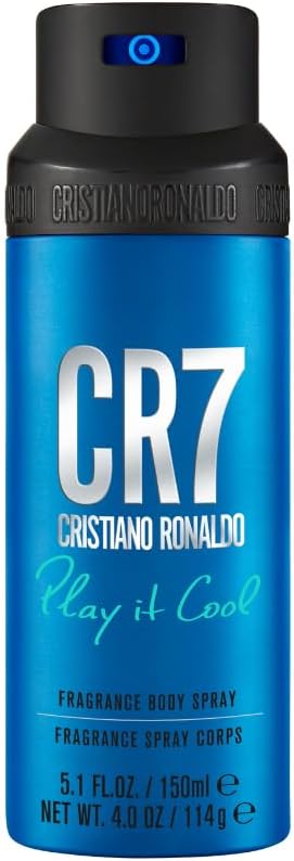 CR7 Play It Cool Cristiano Ronaldo - Light, Fresh Body Spray Scent for Men - With Mandarin, Bergamot, Lavender, and Musk - From Cristiano Ronaldo's Original Men's Fragrance Collection - 5.1 oz