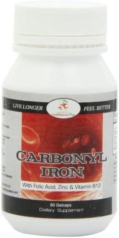 Healthboost Plus Carbonyl Iron 50 mg with Folic Acid, Zinc and Vitamin B12, 60 Count