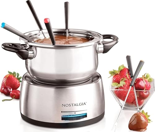 Nostalgia FPS200 6-Cup Stainless Steel Electric Fondue Pot w...
