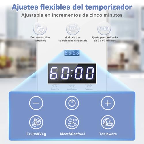 Miniatura 5 de Icare Ozonizador De Agua, 1000mg H De Salida De Alta Eficiencia Con Temporizador De 60 Minutos, Para La Purificación De Frutas, Verduras, Carne, Mariscos, Vajilla Y Botellas