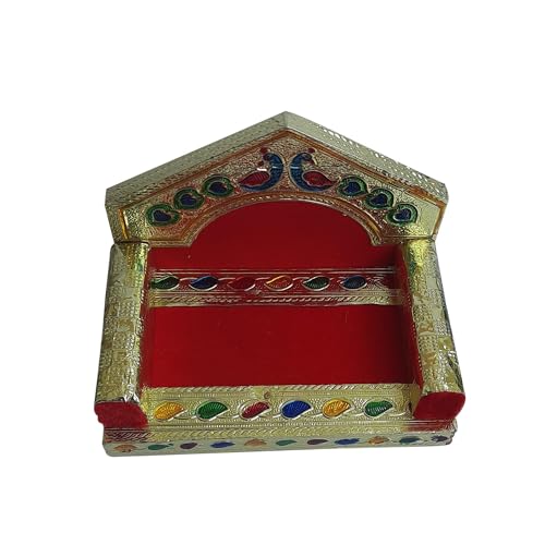 Beauty Brats Wooden Rexine Singhasan for God Idol 10x8x9 cm