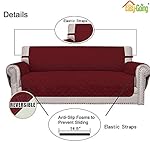 Easy-Going Reversible Loveseat Couch Cover for 2 Cushion Couch Sofa Cover for Dogs Water Resistant Furniture Protector with Foam Sticks Elastic Straps for Pet (Loveseat, Christmas Red/Ivory) - Image 3