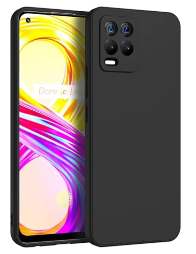 Image of BlazeTech for [ Realme 8 4G / 8 Pro ] Liquid Silicone Back Case Cover Flexible |Inner Lining| with Camera Protection Back Cover for [ Realme 8 4G / 8 Pro ] - Black