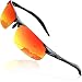 Produktbild DADA-PRO Sonnenbrille Herren Sportbrille Damen Polarisiert Verspiegelt Retro Fahren Fahrerbrille UV400 Schutz für Autofahren Reisen Golf Party und Freizeit (Rot Neu)
