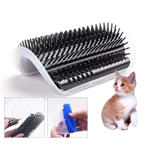 Escova Massageadora Tira Pelos Gato Parede Canto Catnip Coça Pet (Cinza)