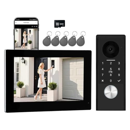 KONX Portier Video KW07 2 Fils + écran 7" 2MP 1080p Tuya interphone WiFi, Relais Portail, Badge RFID