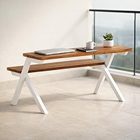 BUZZ CRAFTED Industrial Solid Wood Bench with Black Metal Frame
