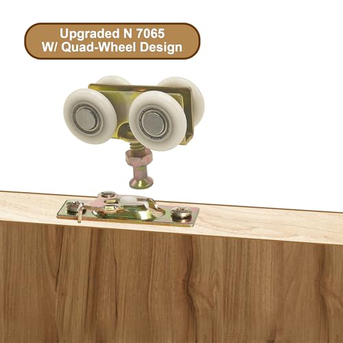 Image of 13 /16 inch Pocket Door Ball Bearing Hangers Fit Kenna-Frame, Crawford & Press-Rite Doors V-Type Tracks, Upgraded N 7065 with Quad-Wheel, 3 /4 inch C.T.C., Min. 1 inch Thick Doors, 2 Pack