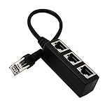 RJ45 Ethernet Splitter Cable, RJ45 1 Male to 3 Female Socket Port LAN Ethernet Network Splitter Y Adapter Cable Suitable Super Cat5, Cat5e, Cat6, Cat7