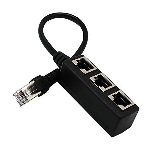 RJ45 Ethernet Splitter Cable, RJ45 1 Male to 3 Female Socket Port LAN Ethernet Network Splitter Y Adapter Cable Suitable Super Cat5, Cat5e, Cat6, Cat7