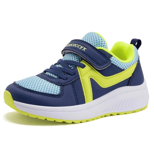 Kids Wide Toe Box Shoes for Boys Sneakers Durable Walking Running Shoes, Easy Wear Non-Slip School Shoes Youth Affordable Breathable Deep Blue Little_Kid 9.5