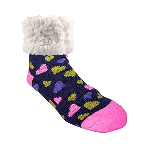 Image of Pudus Cozy Winter Slipper Socks Women & Men w Non-Slip Grippers Faux Fur Sherpa
