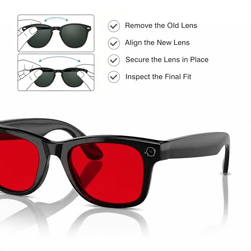 Image of YEIN Replacement Lenses for Ray-Ban Meta RW4006 /RW4012(50mm), Photochromic /Blue Light Blocking /Polarized Sunglasses Lenses