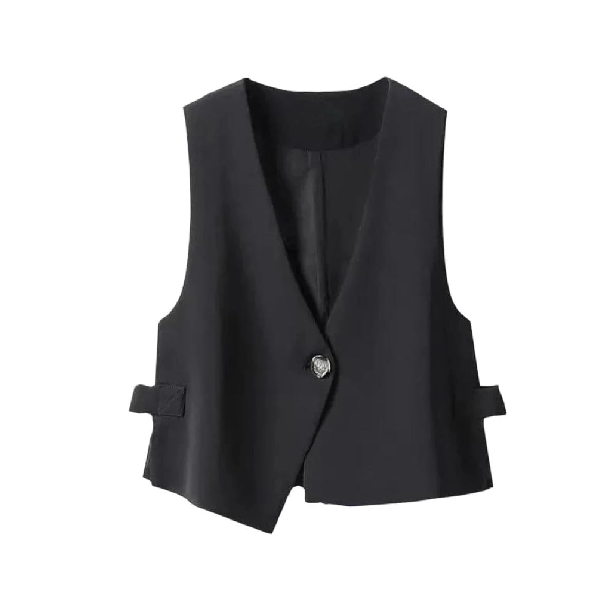 Chaleco ajustado sin mangas con cuello en V corte elegante de otoño 8