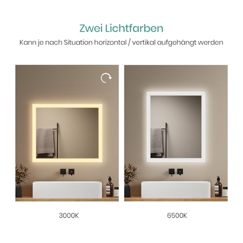 EMKE Badspiegel mit Beleuchtung 50x60cm, Antibeschlag – Ansicht 5