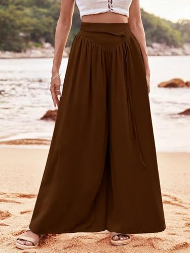 Image of KOTTY Womens Solid Lightweight Duqqa Brown Pant