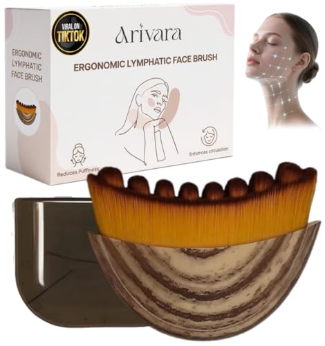 Lymphatic Contour Face Brush - Improves Circulation & Reduces Puffiness, Dry Brushing Lymphatic Face Brush - 100% Gentle & Soft on Skin, Erogonomic Facial Brush for Natural Contouring (1 PCS)