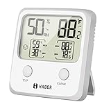 Habor Large LCD Screen Temperature Humidity Monitor High Accuracy Room Thermometer Hygrometer Indicator for Home Office Greenhouse Cellar, (3.3 X 3.2 Inch) Light White