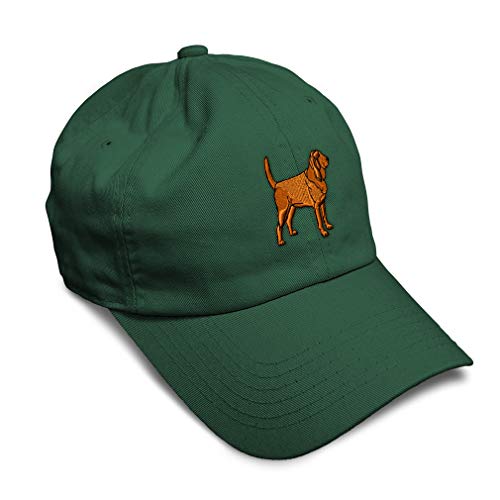 Speedy Pros Soft Baseball Cap Bloodhound Embroidery Dogs Breed Twill Cotton Sideview Dad Hats for Men & Women Forest Green Design Only