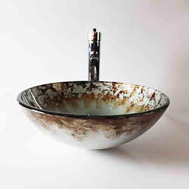 TY Round tempered glass modern bathroom set sink
