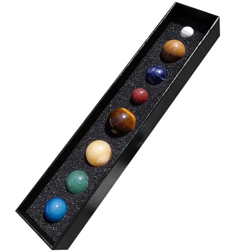 Juego de Mini Planetas de : Solar de 8 Planetas, Piedras Preciosas curativas de Chakras y Reiki caídas, no grabada | para Regalo Creativo, decoración de Escritorio de Oficina en