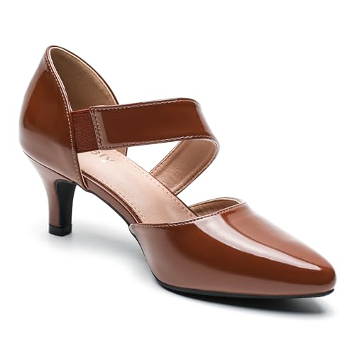 Women's Pointed Toe Kitten Heel Pumps Slip-On Dress Shoes