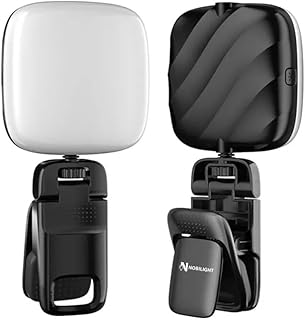 مصباح كاميرا فيديو ليد من نوبيلايت، مصباح لابتوب لاجتماعات الزووم والتصوير الفوتوغرافي، 100 خرزة ليد مع مشبك، قابل للتعتيم وإعادة الشحن للكاميرا وعصا السيلفي والحامل ثلاثي القوائم والموبايل (أسود)