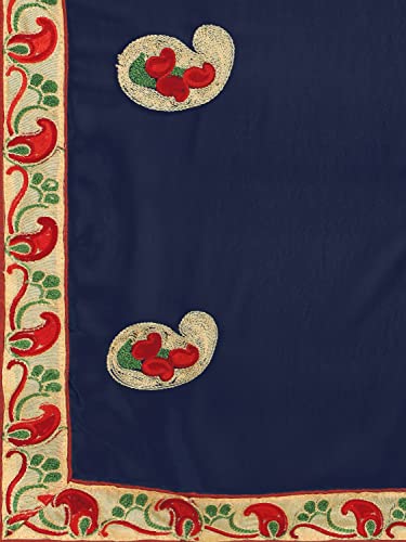 Image of EthnicJunction Women's Embroidered work Georgette Saree With Unstitched Blouse Piece