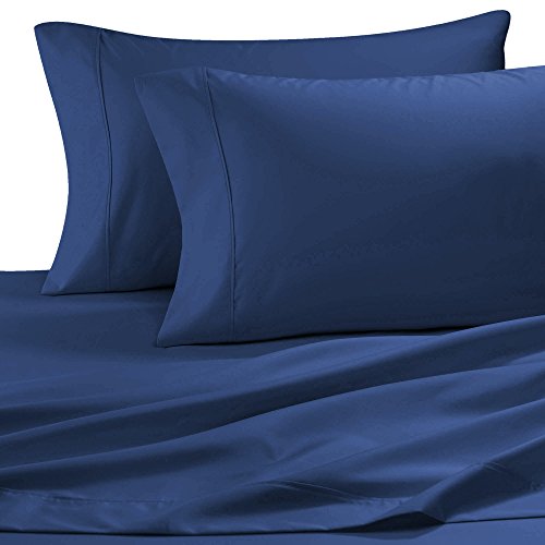 Renauraa 600 Thread Count Cotton Rich, 4 Piece Sheet Set, 16" Deep Pocket, Z Hem, Smooth & Soft Sateen Weave, Hotel Quality (Navy, California King) #TOP1
