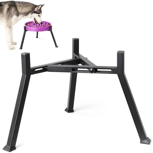 LOOBANI Elevated Dog Bowl Stand: Fits for Bowls Width 8.2-11 (Without Bowls) Adjustable Width Anti-Slip Raised Dog Bowl Stand Food Feeder for Large Adult Seniors Older Arthritis Dogs Black Large
