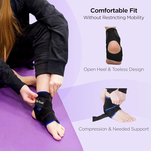 Image of Dr Trust USA 332 Ankle Binder Orthopaedic Support Elastic Wrap Compression Strap for Foot Fracture, Broken Ankle & Injury Pain Relief, Black, Universal, 1 Unit