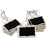 12-Pack Mini Hanging Wooden Chalkboard Labels – Small Reusable Blackboard Tags for Party Food Display, Name Tags, and Event Decorations