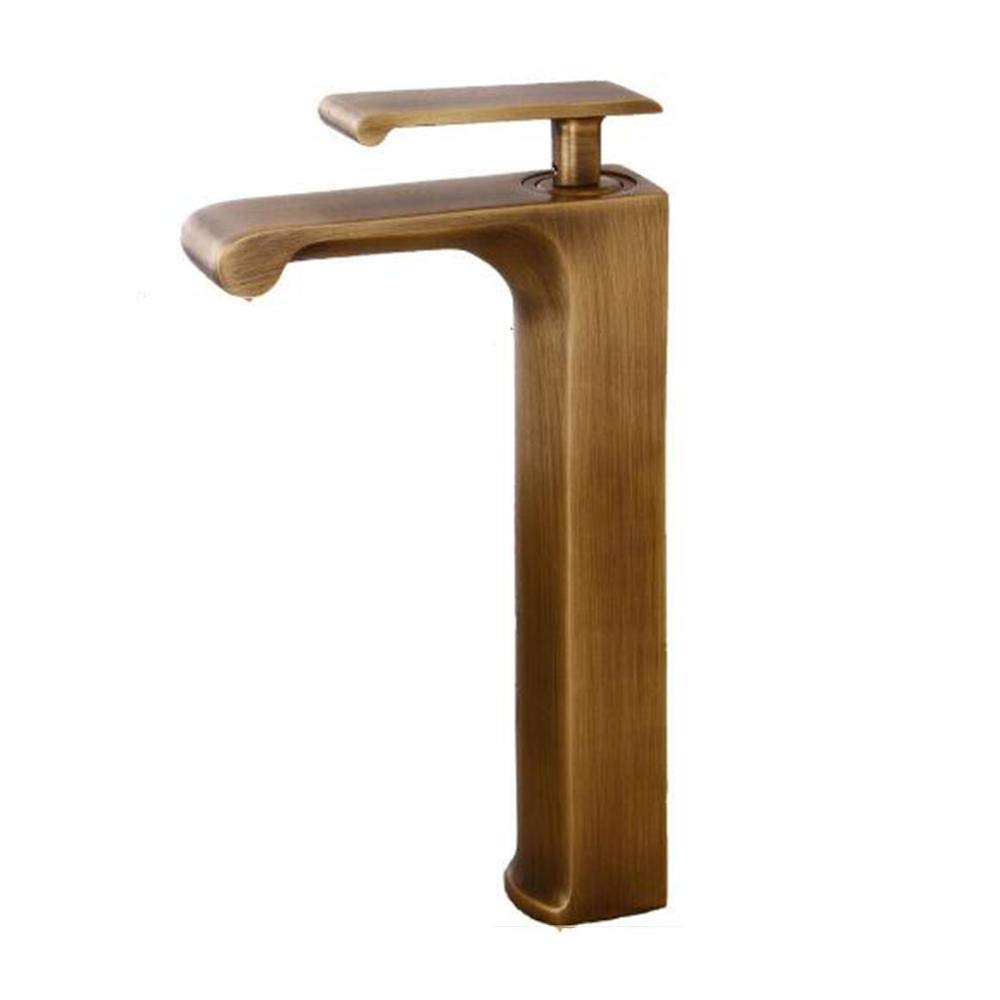 COSZWQDP Tall Basin Mixer Tap Waterfall Bathroom Sink Taps Antique Faucet Hot and Cold Brass