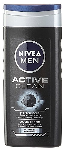 Nivea men’s active clean body, face and hair shower gel, 6 pack (6x 250 ml)