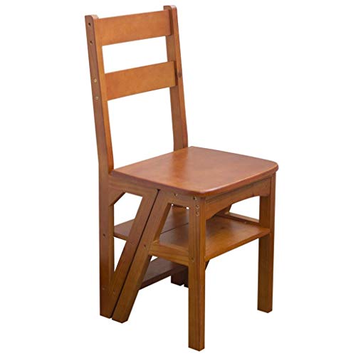 Leitern Klappstufen/Home-Stehleitern Naturholz- Dual-Use-Convertible Folding Bibliotheksleiter Stuhl 4 Schritt Hocker for Erwachsene & Kinder