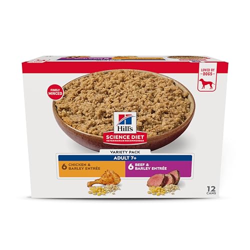 Hill's Science Diet Adult 7+ Wet Dog Food Variety Pack, Chicken & Beef, 13 oz. Cans, 12-Pack