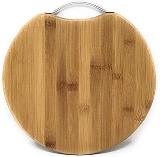 Rohi Chopping Board - Round Wooden Natural Bamboo Cutting Board with Handle Large (35cm x 35cm)