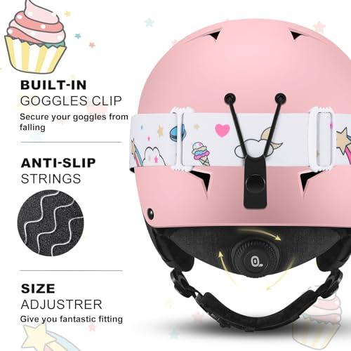 image for Odoland Kids Ski Helmet, Snow Helmet with Ski Goggles, Shockproof, Win