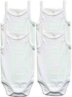 B-One Kids Baby Girls 100% Cotton Super Soft Camisole Onesies 4-Pack