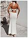 Milumia Women's Hollow Out Tie Backless Halter Beach Dress Sexy Deep V Neck Knitted Maxi Dresses White Small