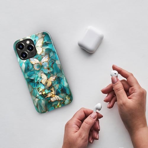 Case for iPhone 14 Pro,Butterfly Stained Glass Phone Case Slim Silicone Shockproof Cover for Girls Women（Glossy & Durable） by Generic - Used condition - Image 6