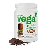 Vega Premium Protein + Supergreens, Chocolate – 20g Vegan Protein, Dairy & Gluten Free, 19.2 oz (16 Servings) 1.2lb